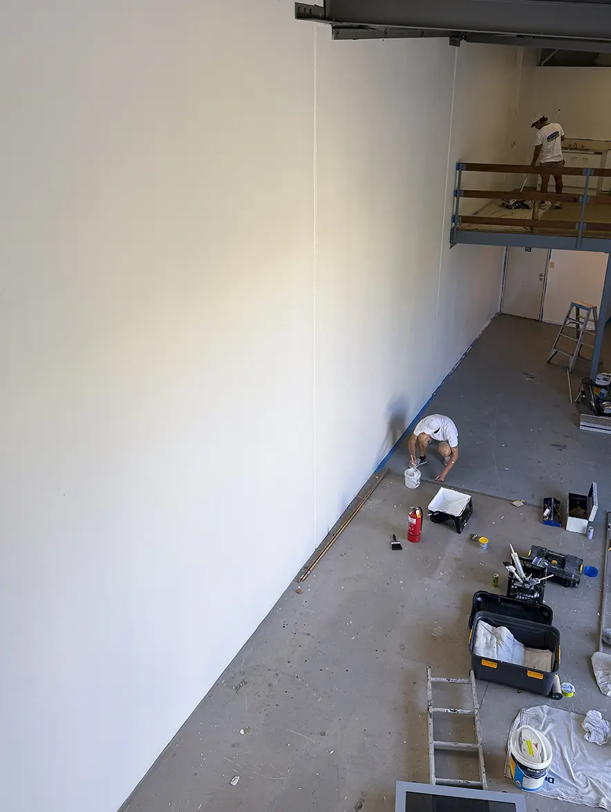 Finished floor coating in a commercial space